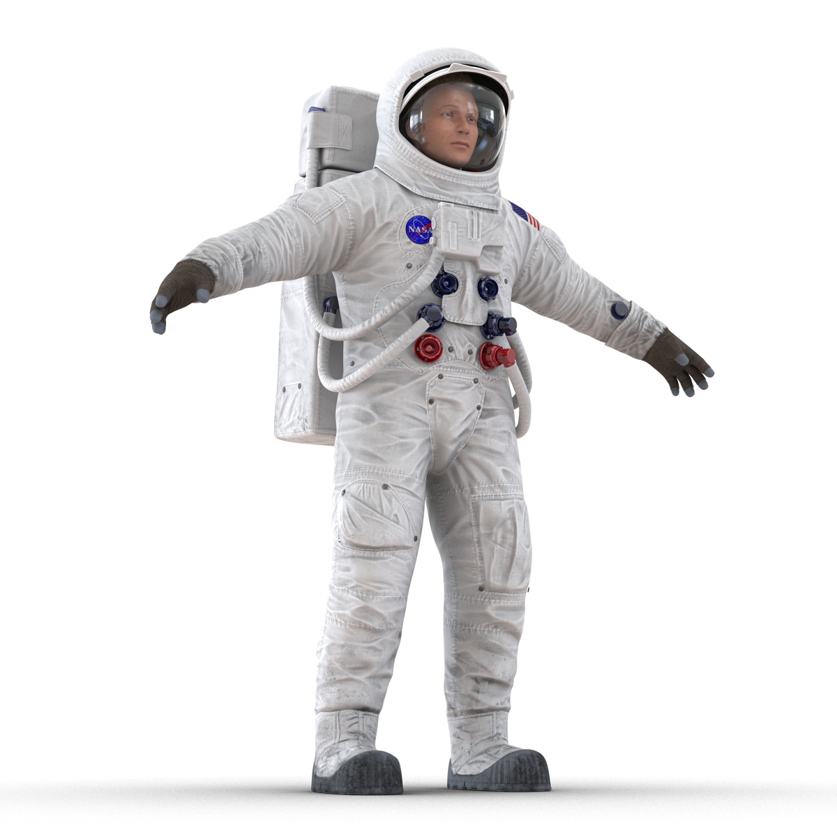 3D model Astronaut NASA Wearing Spacesuit A7L Rigged 2