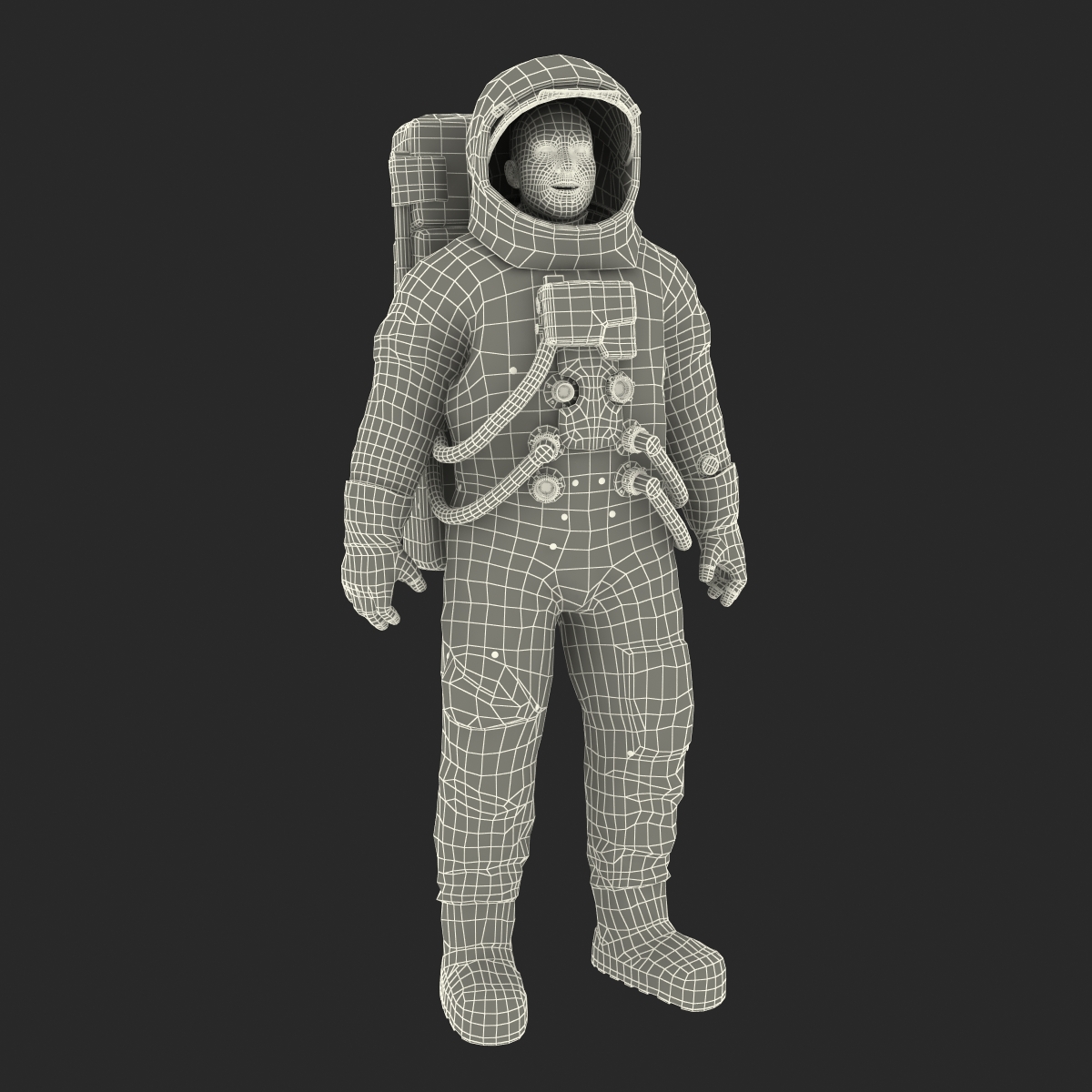 3D model Astronaut NASA Wearing Spacesuit A7L Rigged 2