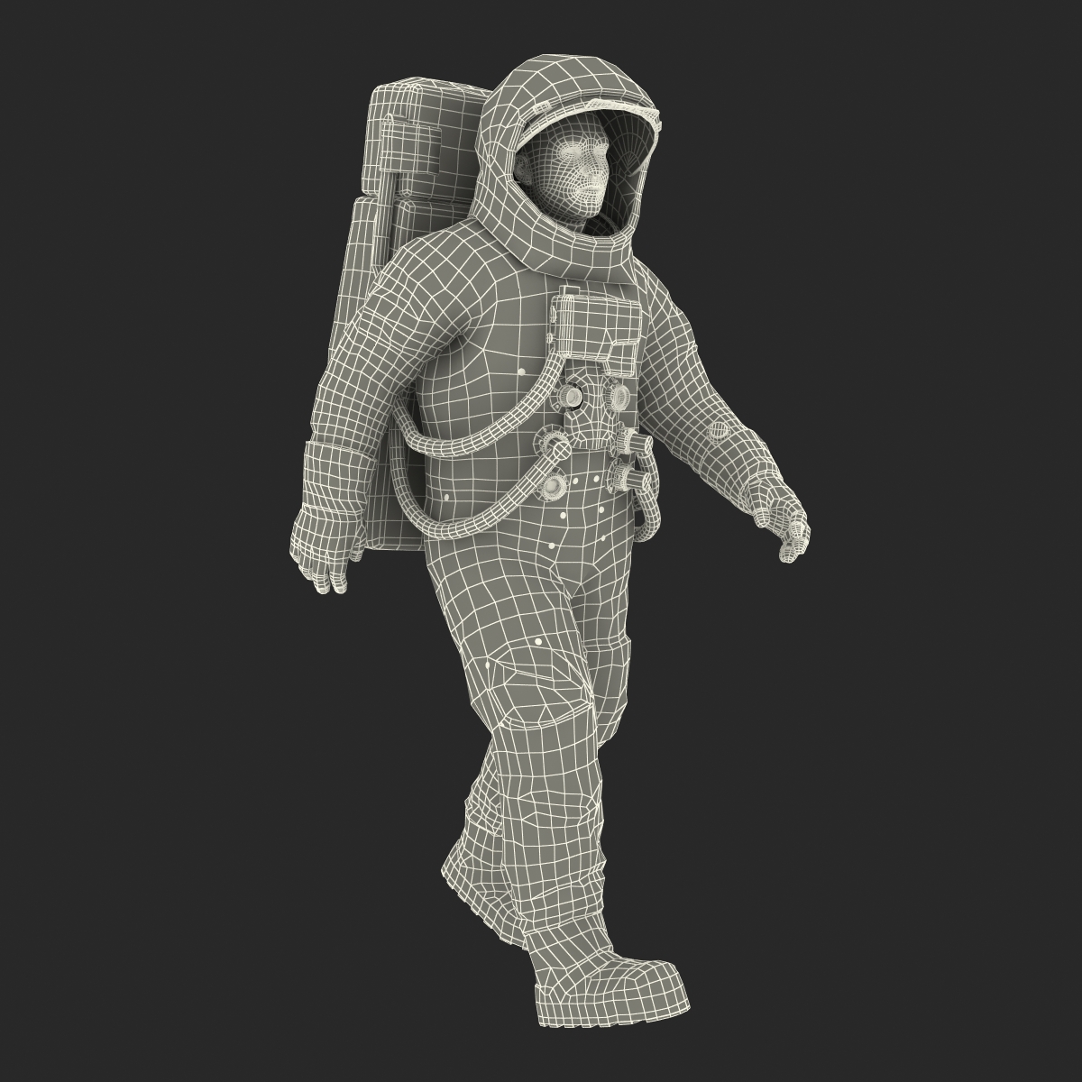 3D model Astronaut NASA Wearing Spacesuit A7L Rigged 2