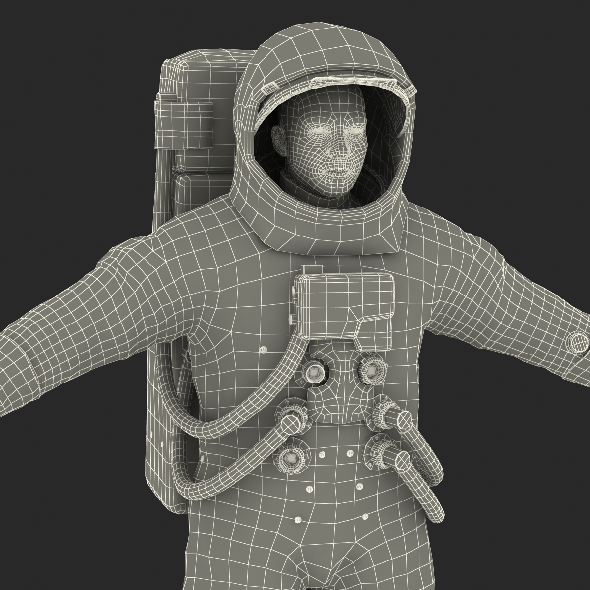 3D model Astronaut NASA Wearing Spacesuit A7L Rigged 2