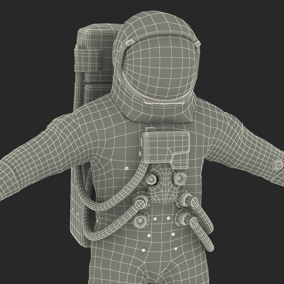 3D model Astronaut NASA Wearing Spacesuit A7L Rigged 2