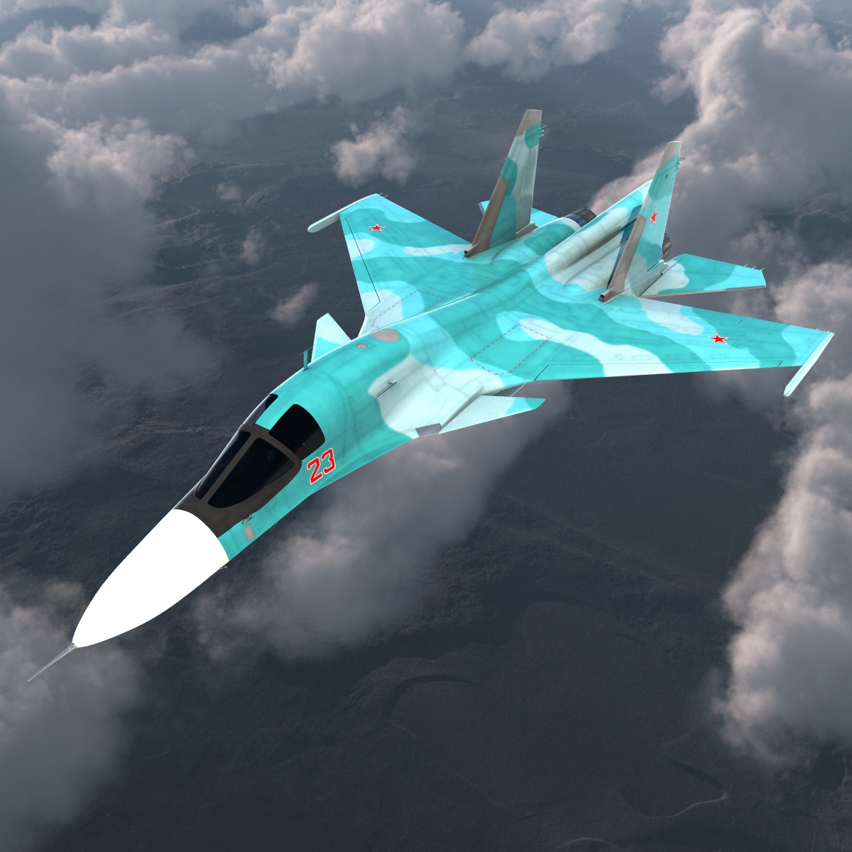 Fighter Sukhoi Su 34 Rigged 3D