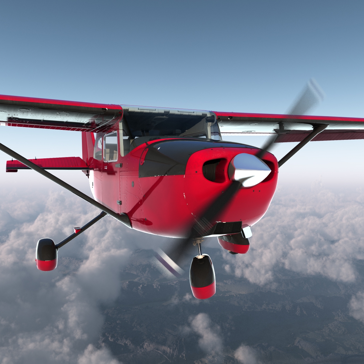 3D Cessna 172 Red Rigged