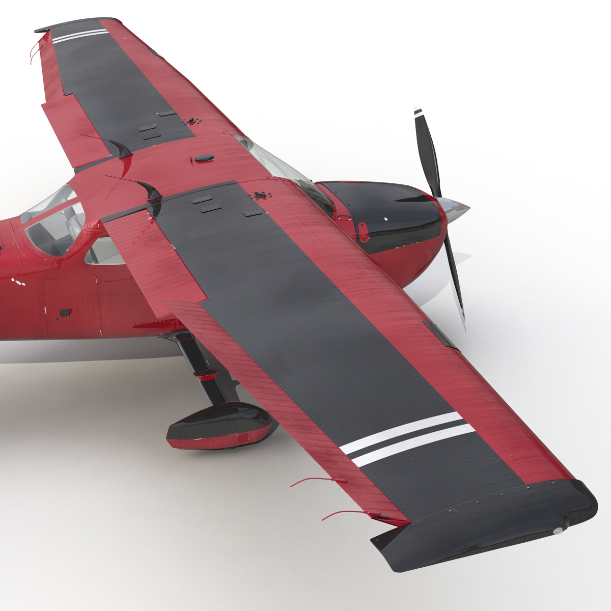 3D Cessna 172 Red Rigged