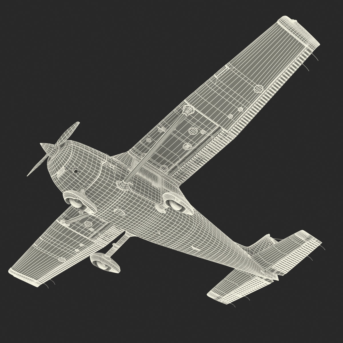 3D Cessna 172 Red Rigged