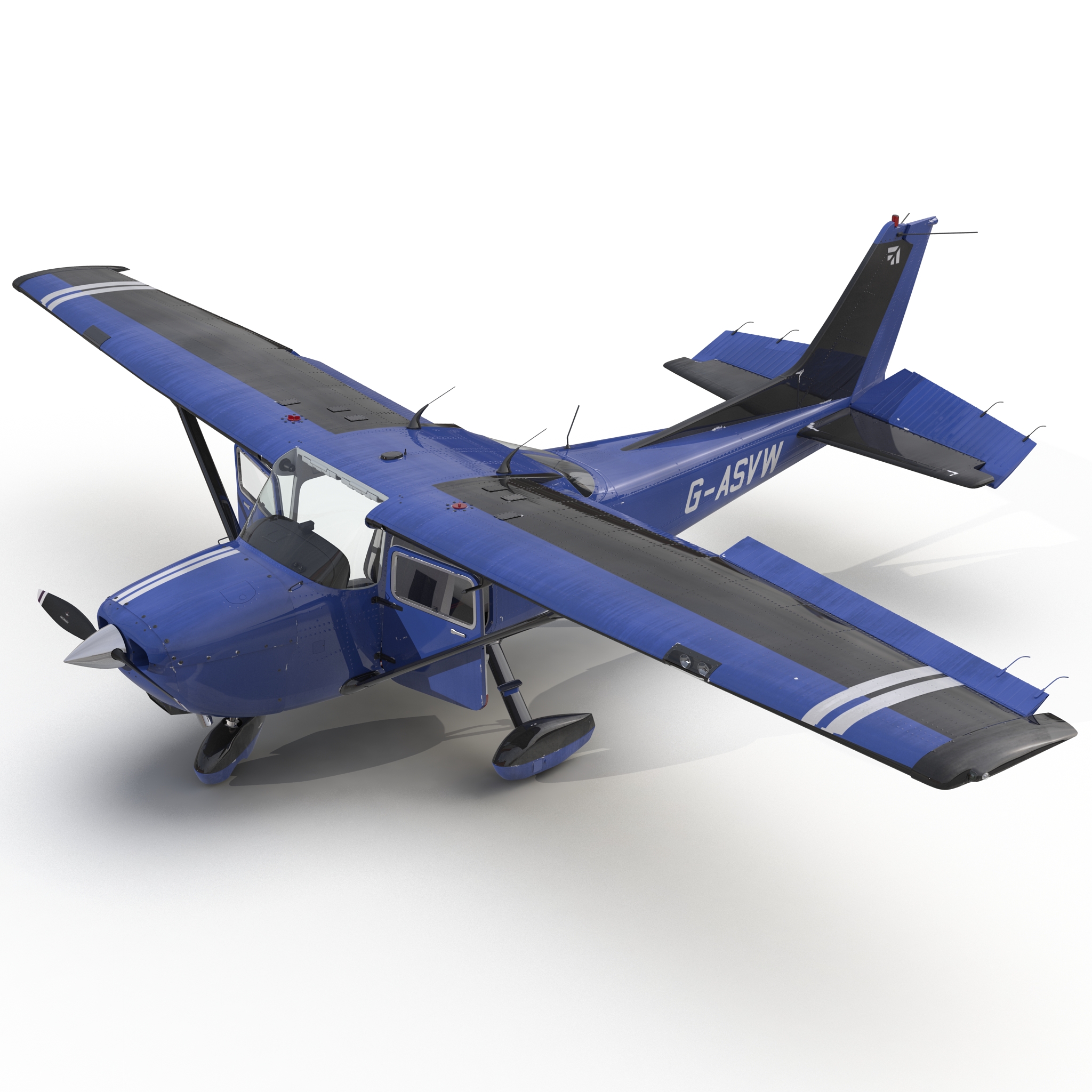 Cessna 172 Blue Rigged 3D