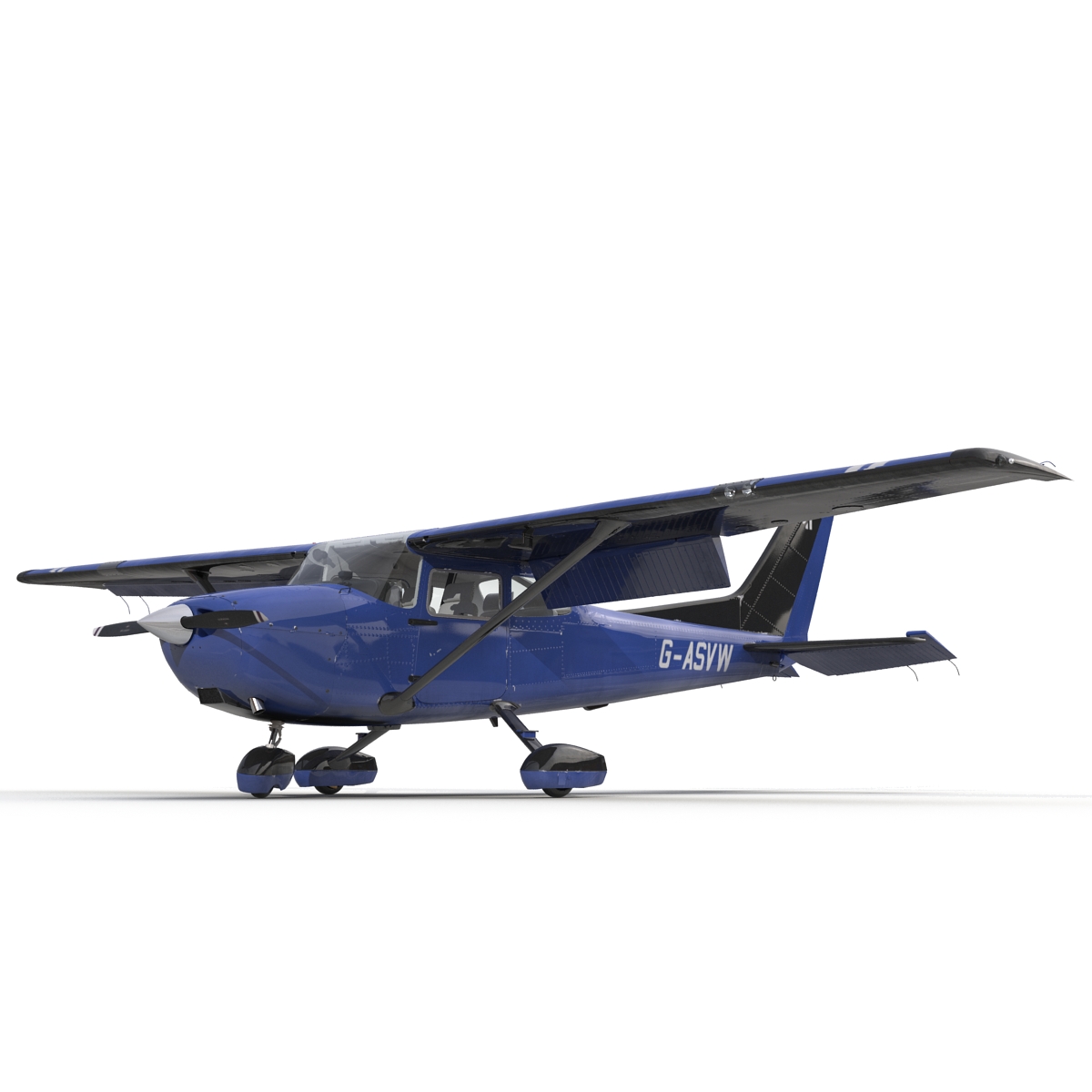 Cessna 172 Blue Rigged 3D