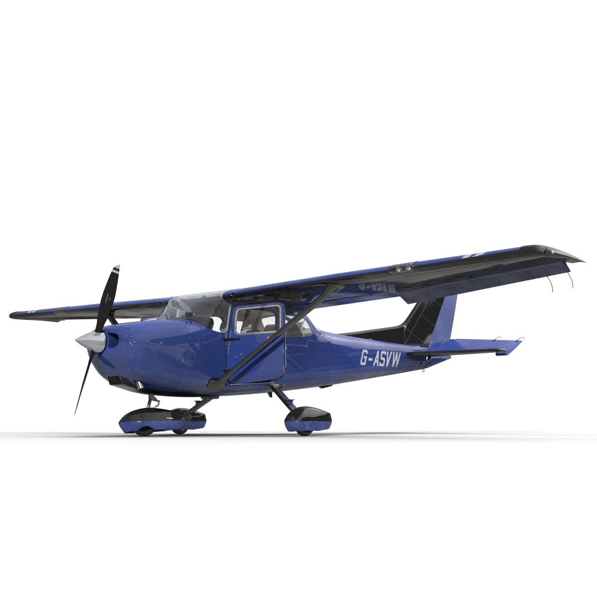 Cessna 172 Blue Rigged 3D