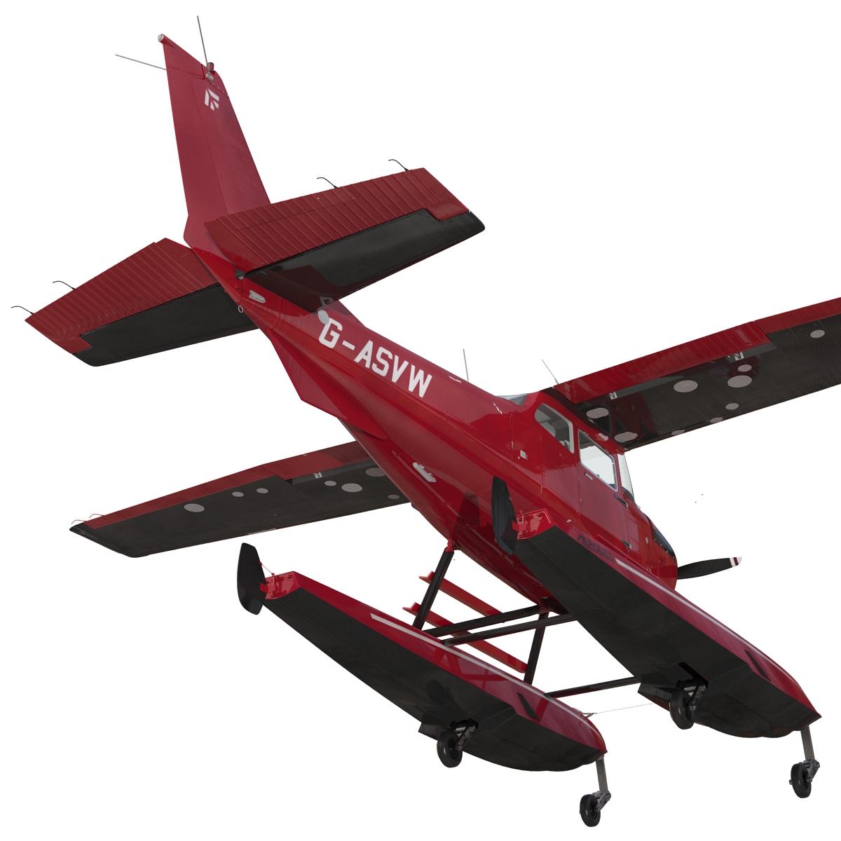 3D Cessna 172 Red Seaplane model