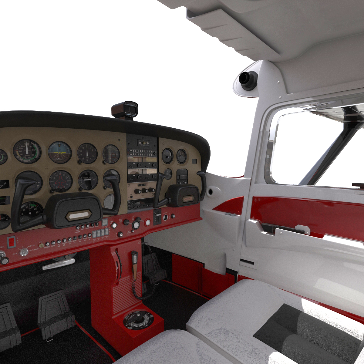 3D Cessna 172 Red Seaplane model