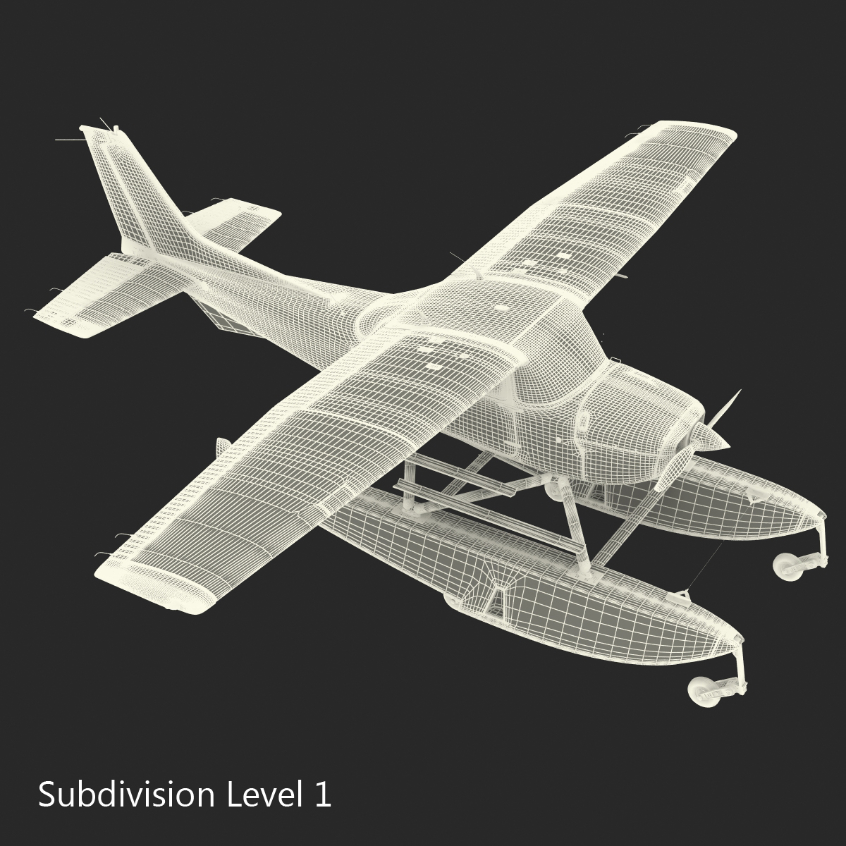 3D Cessna 172 Red Seaplane model