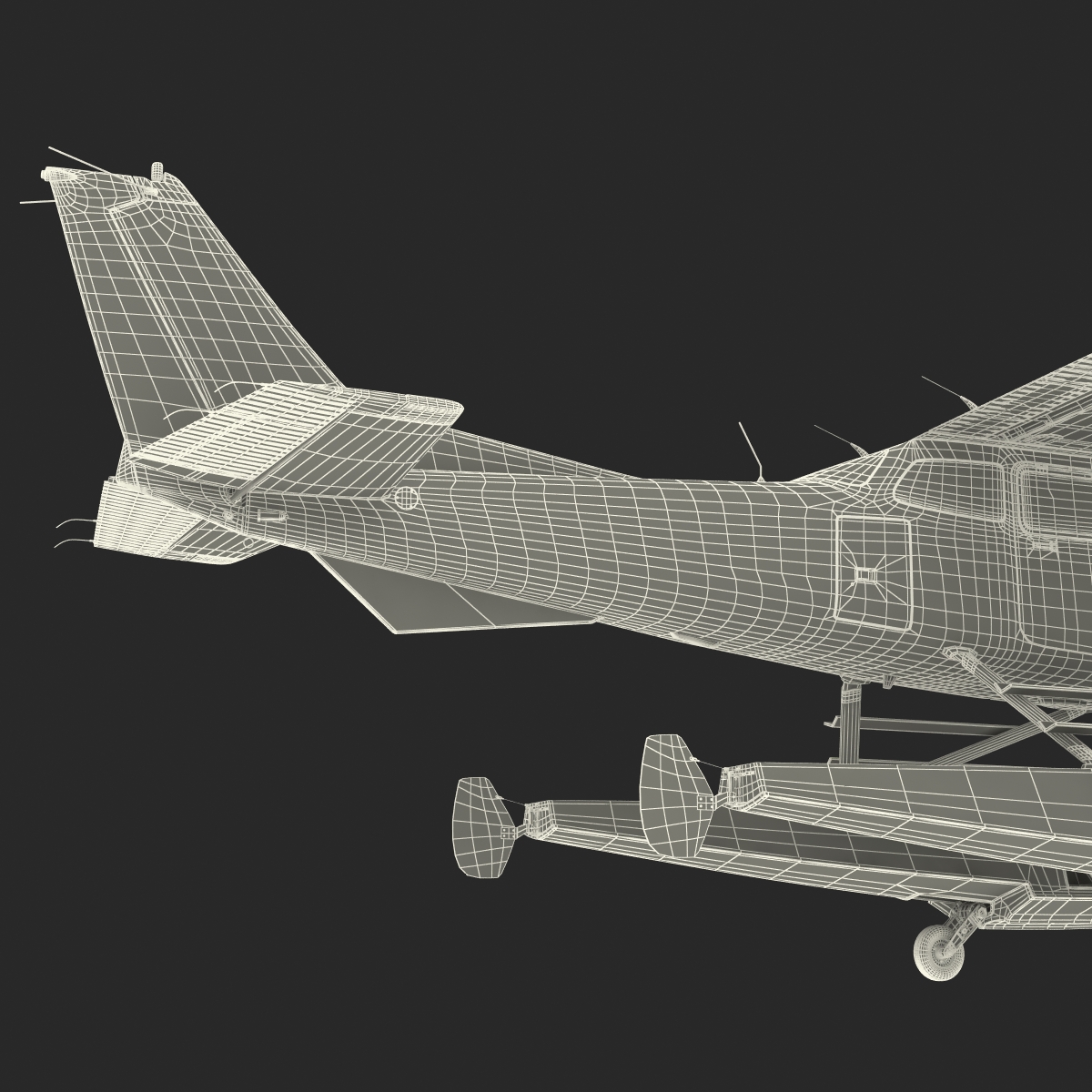 3D Cessna 172 Red Seaplane model