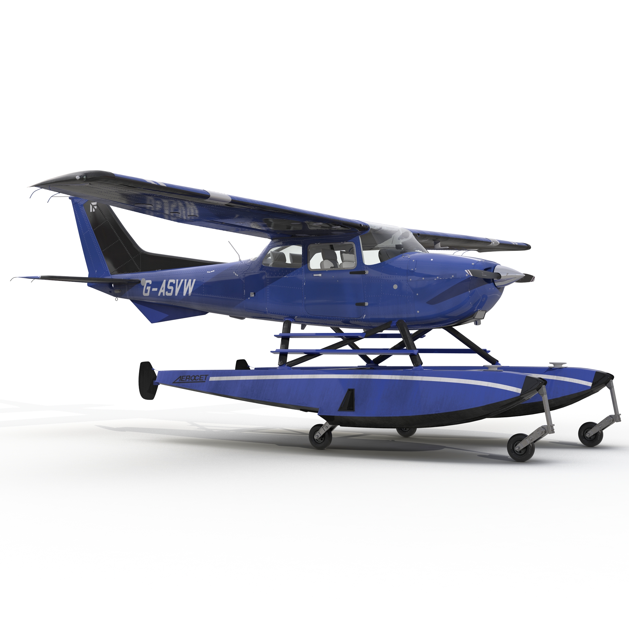 Cessna 172 Blue Seaplane 3D model