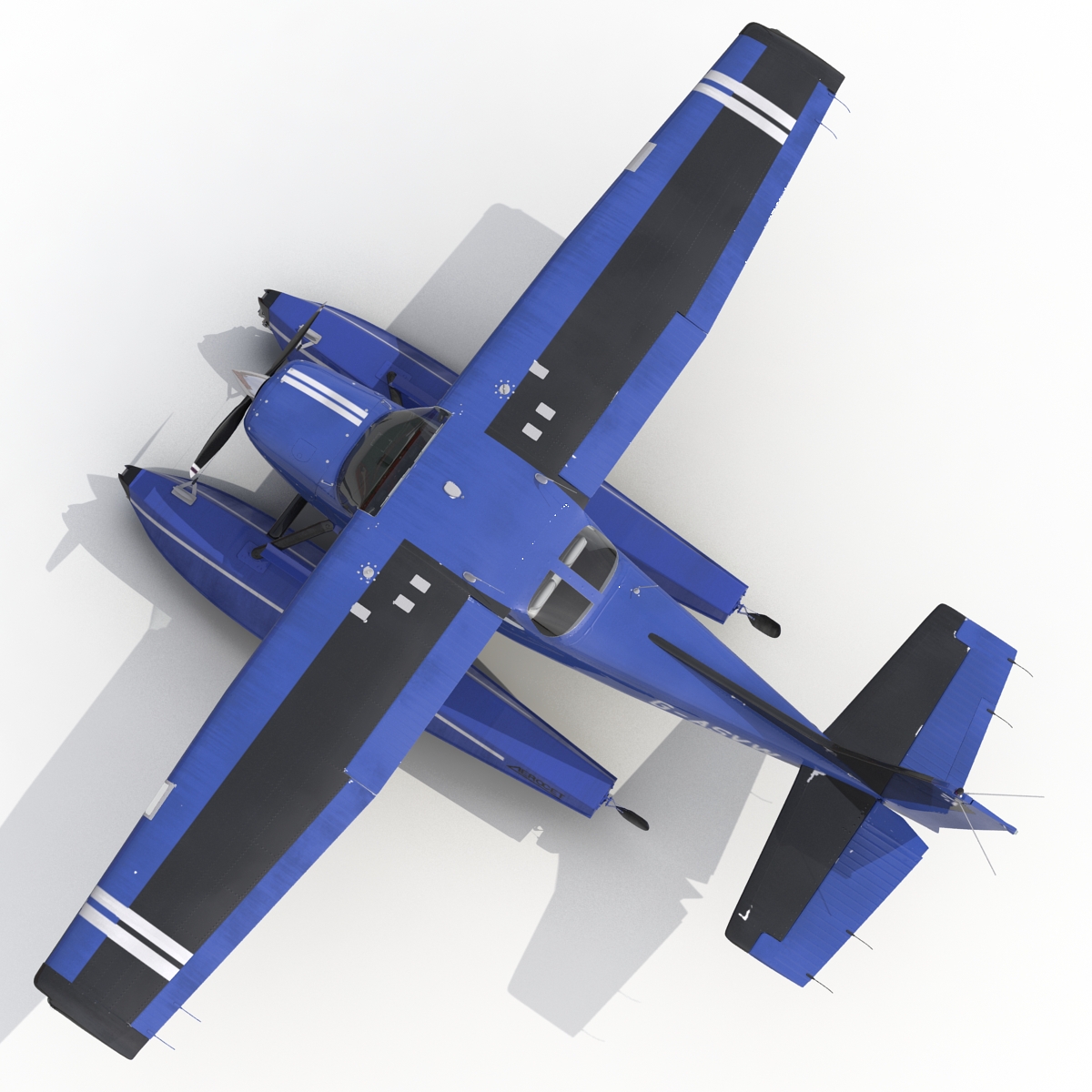 Cessna 172 Blue Seaplane 3D model