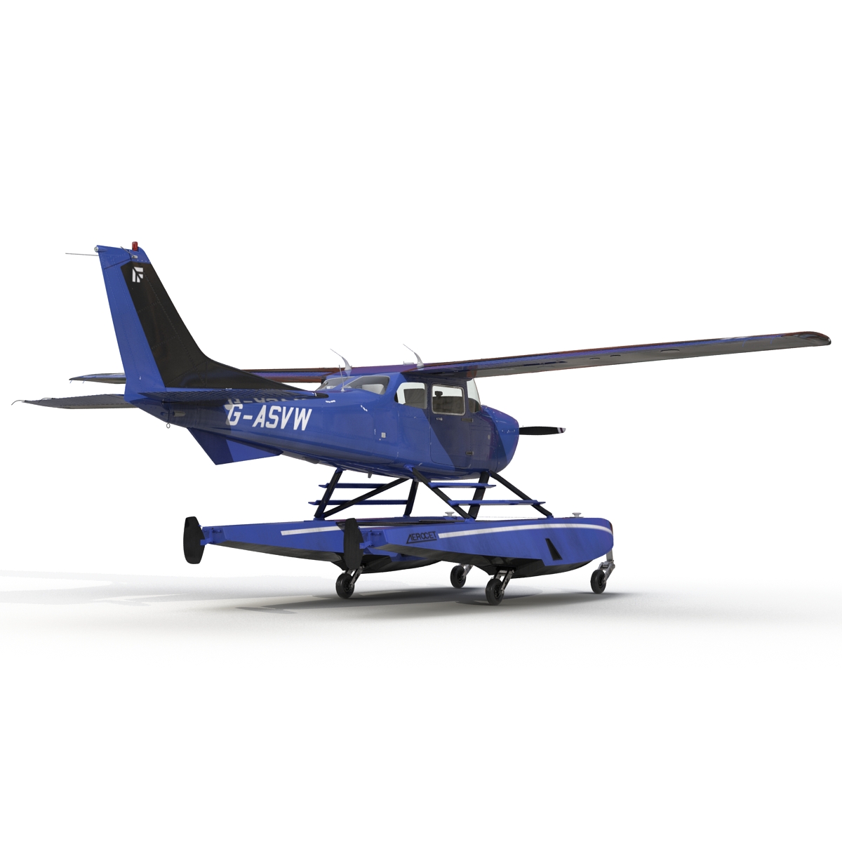 Cessna 172 Blue Seaplane 3D model