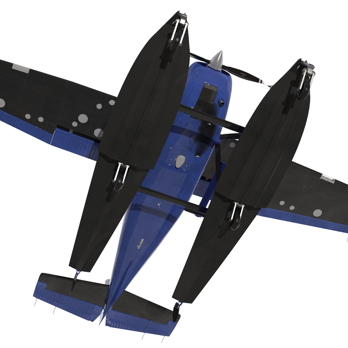 Cessna 172 Blue Seaplane 3D model