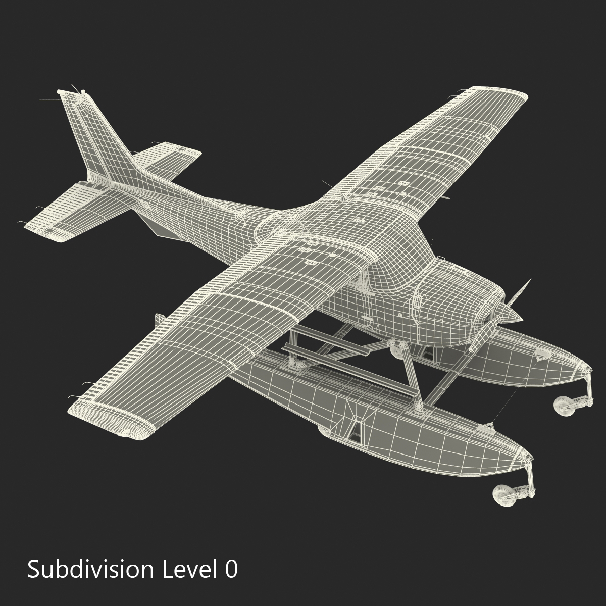 Cessna 172 Blue Seaplane 3D model