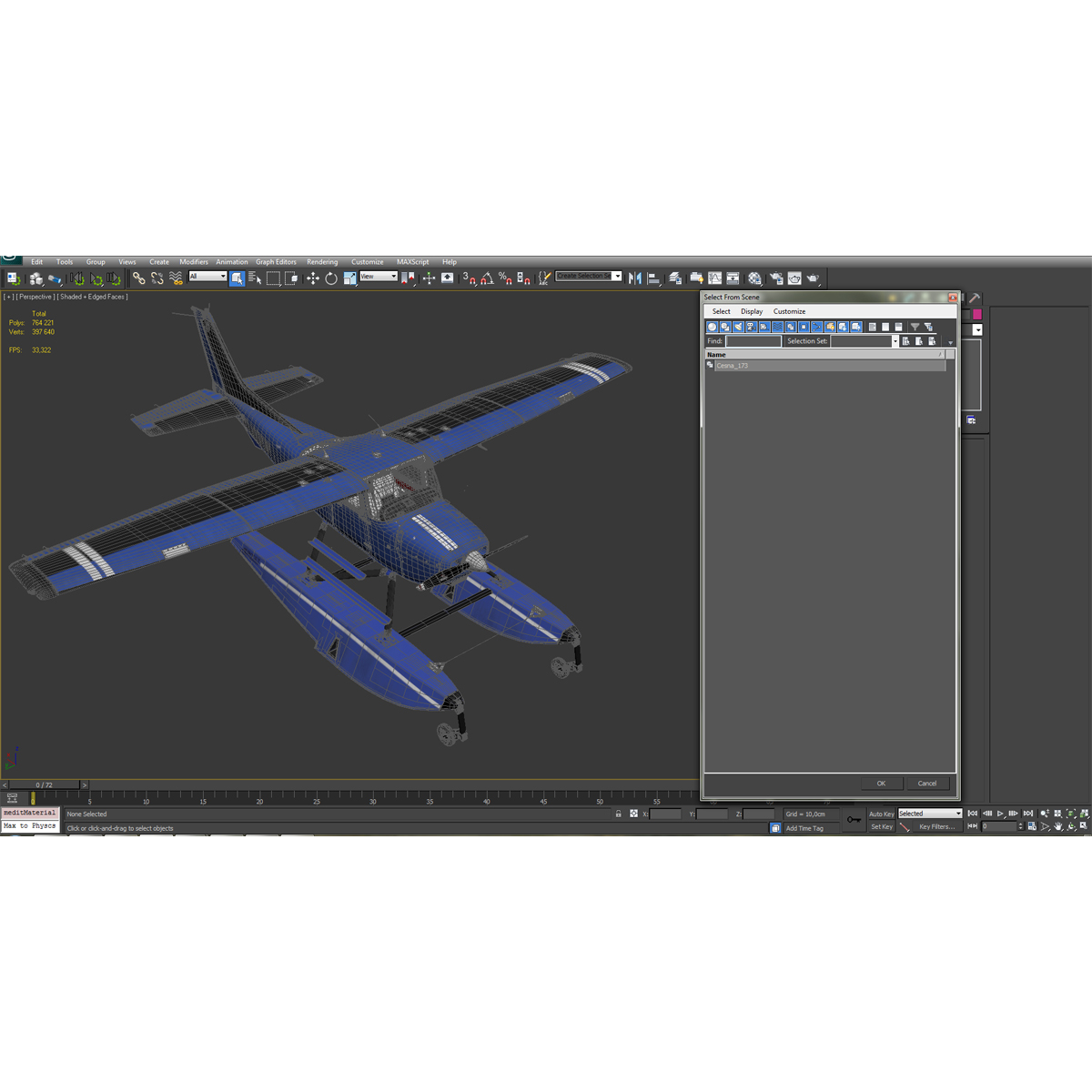 Cessna 172 Blue Seaplane 3D model