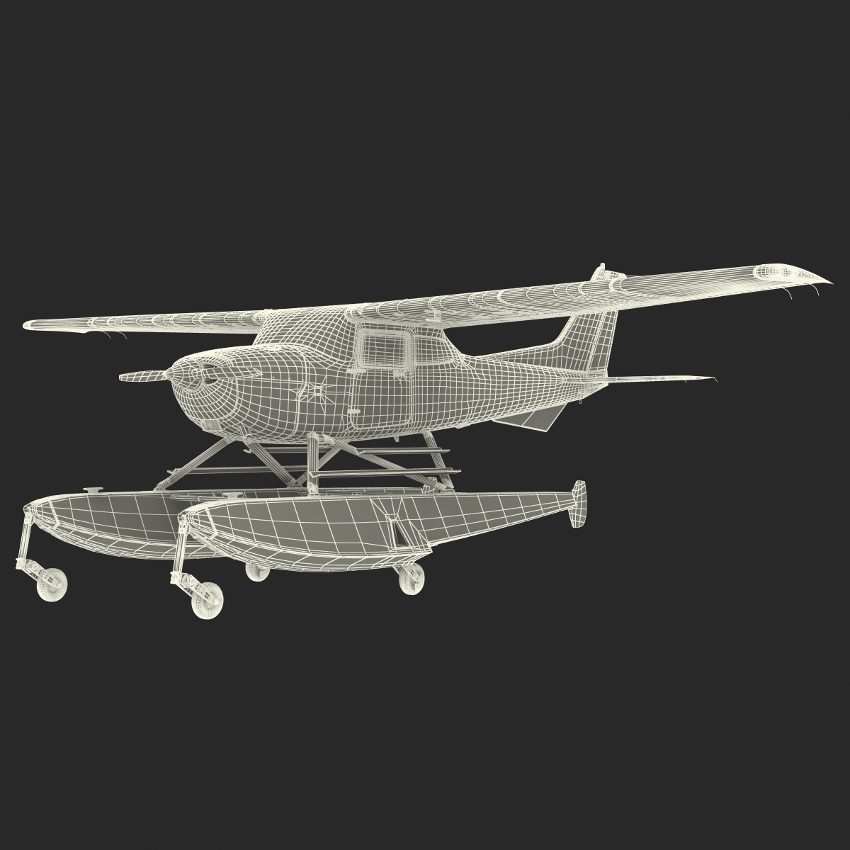 Cessna 172 Blue Seaplane 3D model