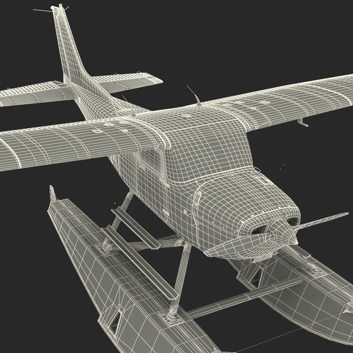 Cessna 172 Blue Seaplane 3D model