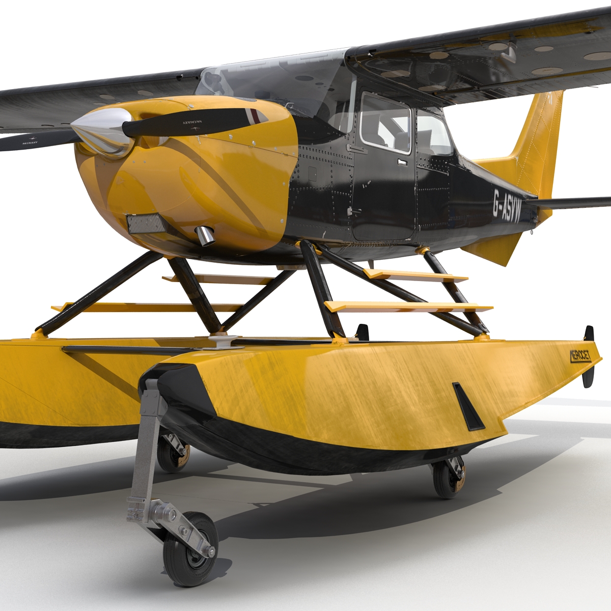 3D model Cessna 172 Black Seaplane