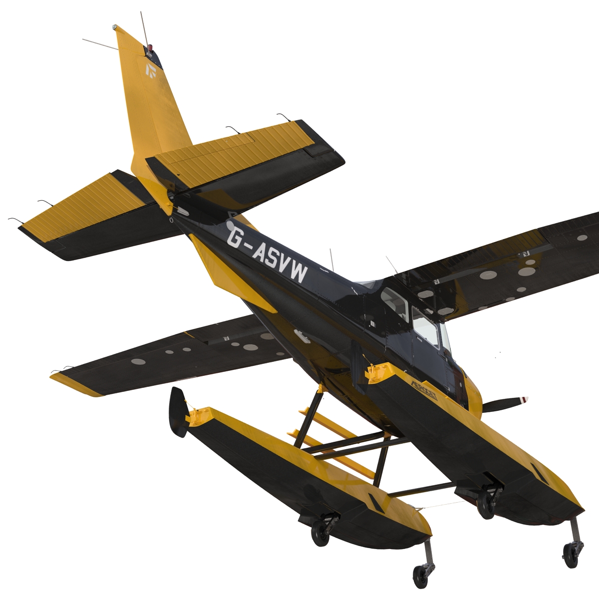 3D model Cessna 172 Black Seaplane