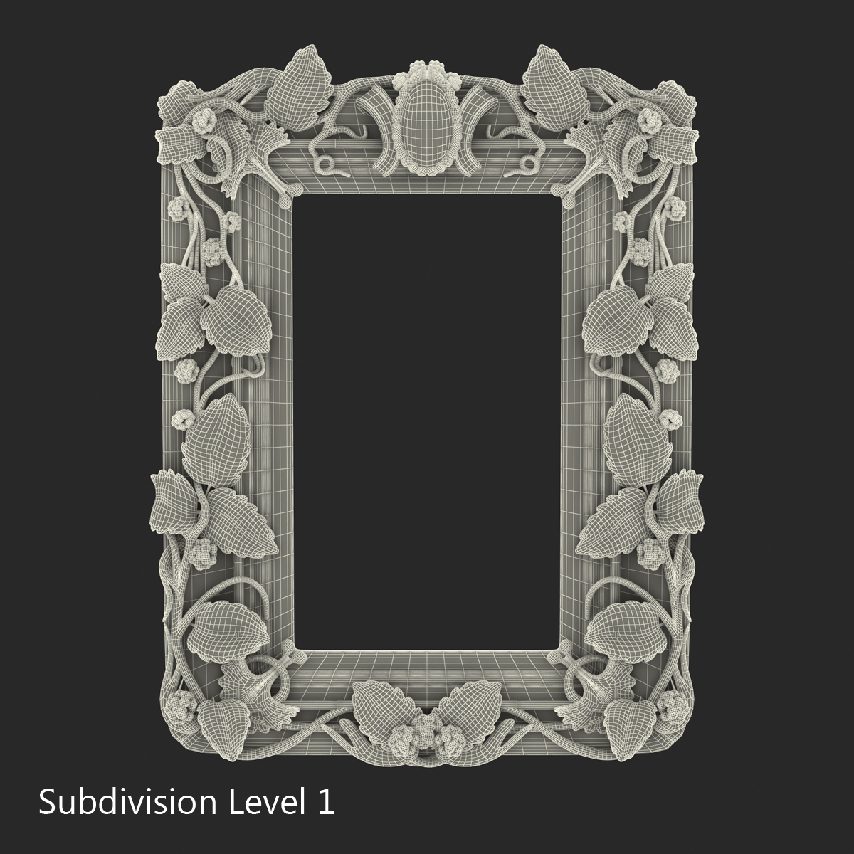 3D Baroque Picture Frame 3 model