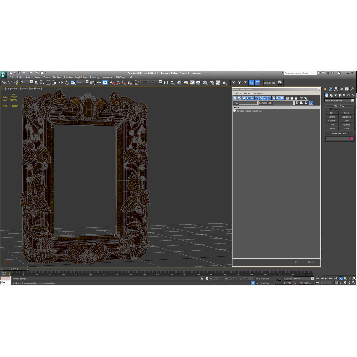 3D Baroque Picture Frame 3 model