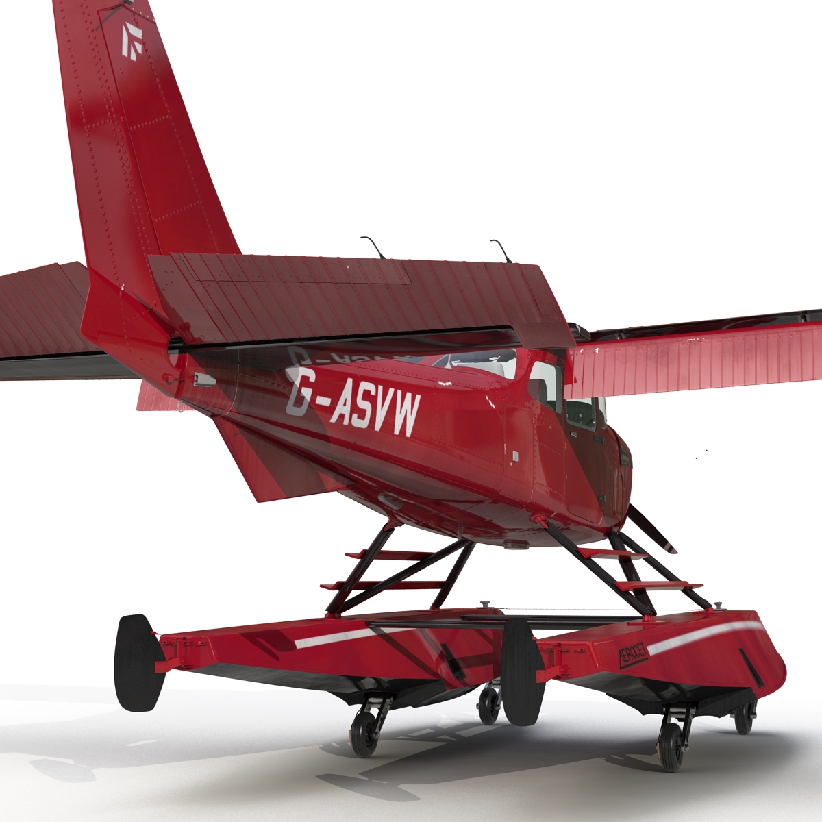 3D model Cessna 172 Red Seaplane Rigged