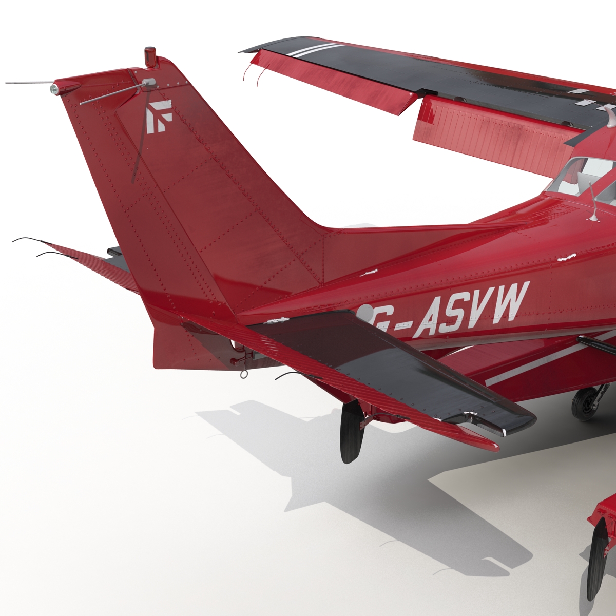 3D model Cessna 172 Red Seaplane Rigged