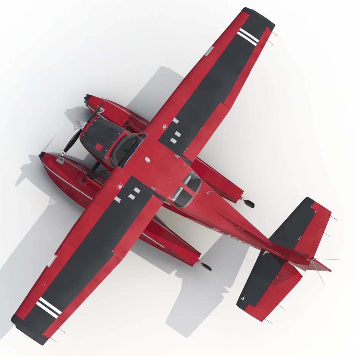 3D model Cessna 172 Red Seaplane Rigged