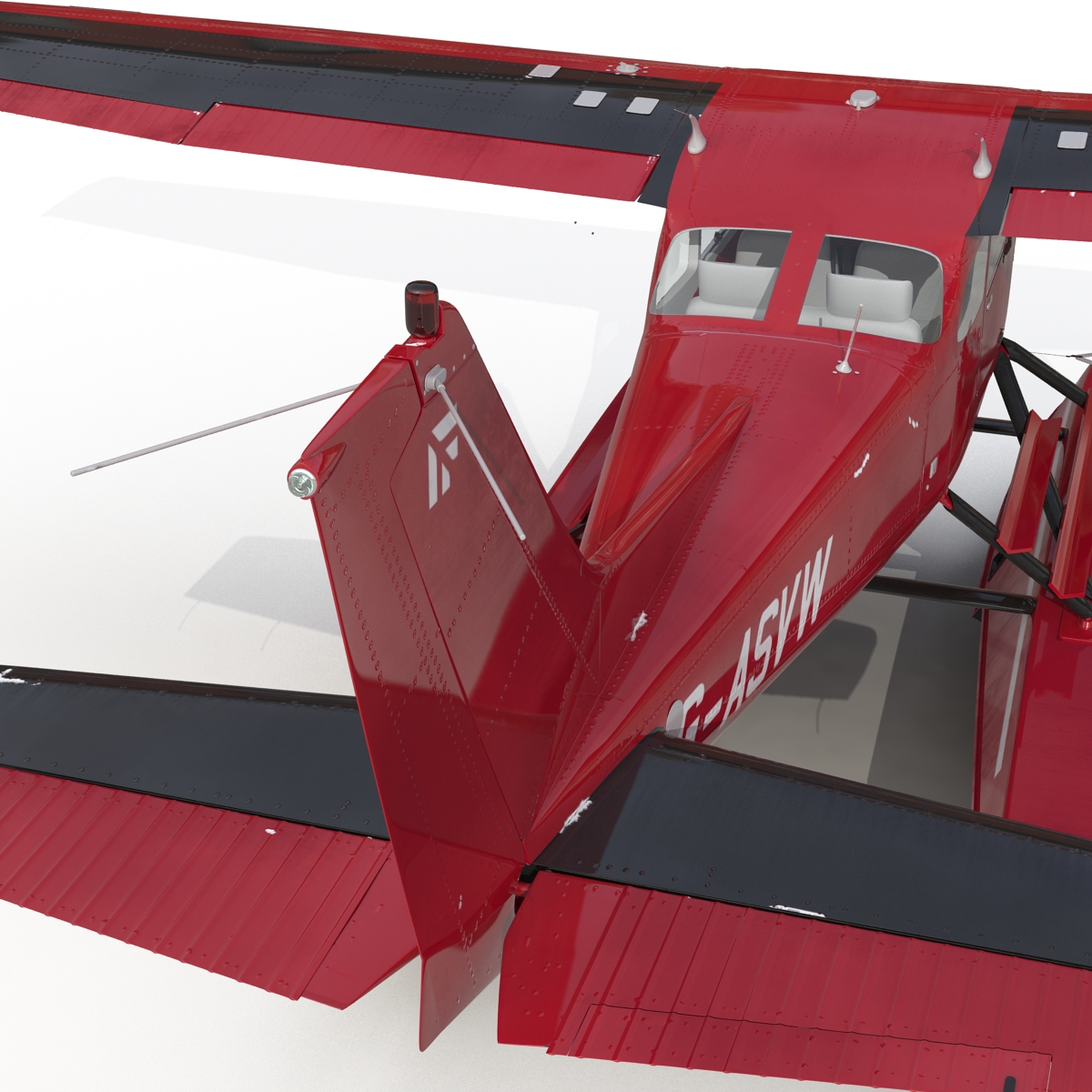 3D model Cessna 172 Red Seaplane Rigged