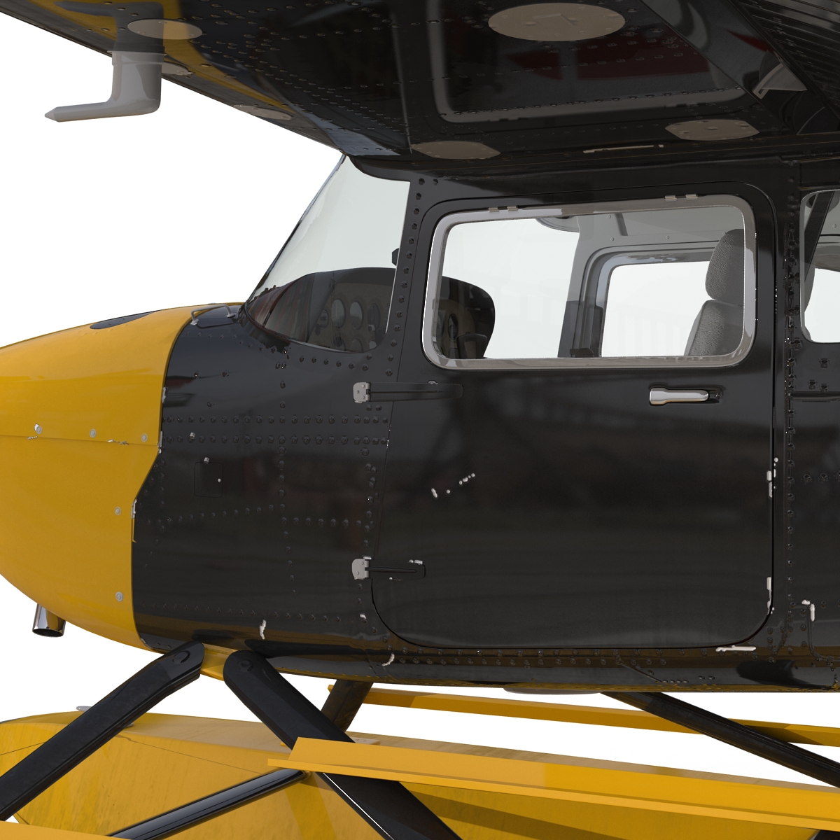 Cessna 172 Black Seaplane Rigged 3D