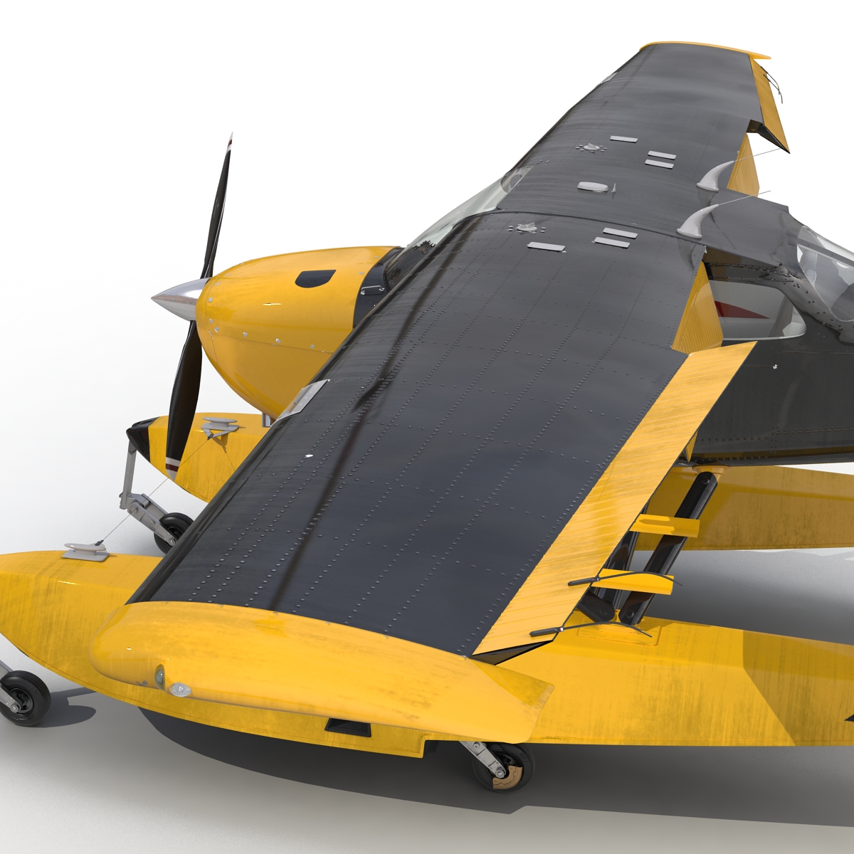 Cessna 172 Black Seaplane Rigged 3D