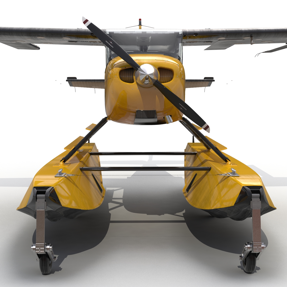 Cessna 172 Black Seaplane Rigged 3D