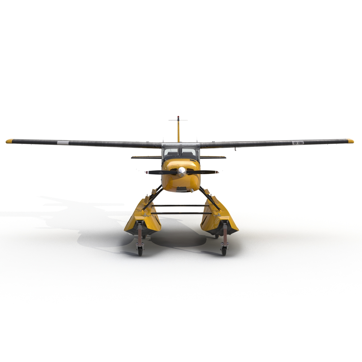 Cessna 172 Black Seaplane Rigged 3D