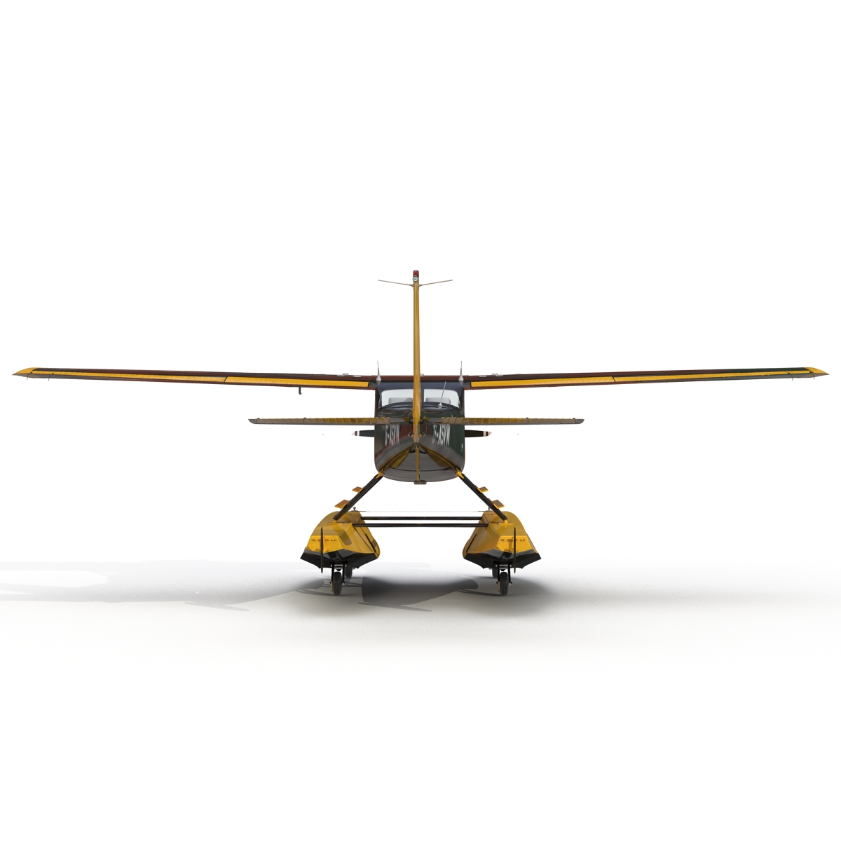 Cessna 172 Black Seaplane Rigged 3D