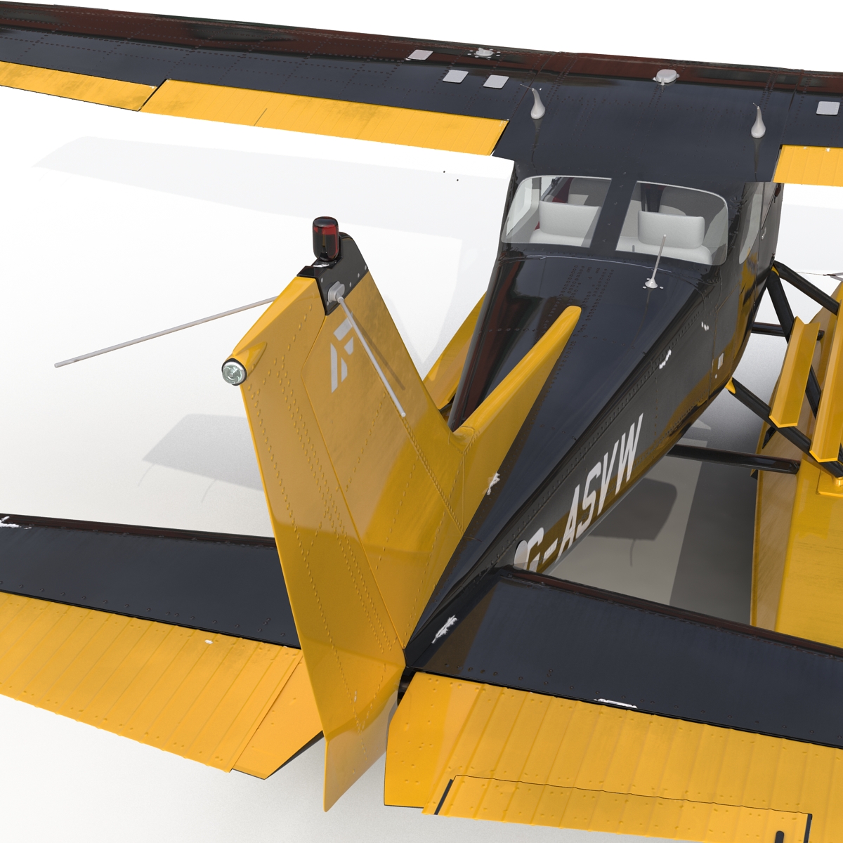 Cessna 172 Black Seaplane Rigged 3D