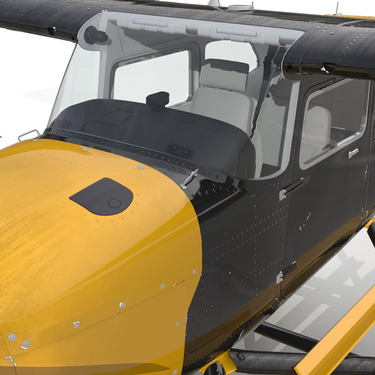 Cessna 172 Black Seaplane Rigged 3D