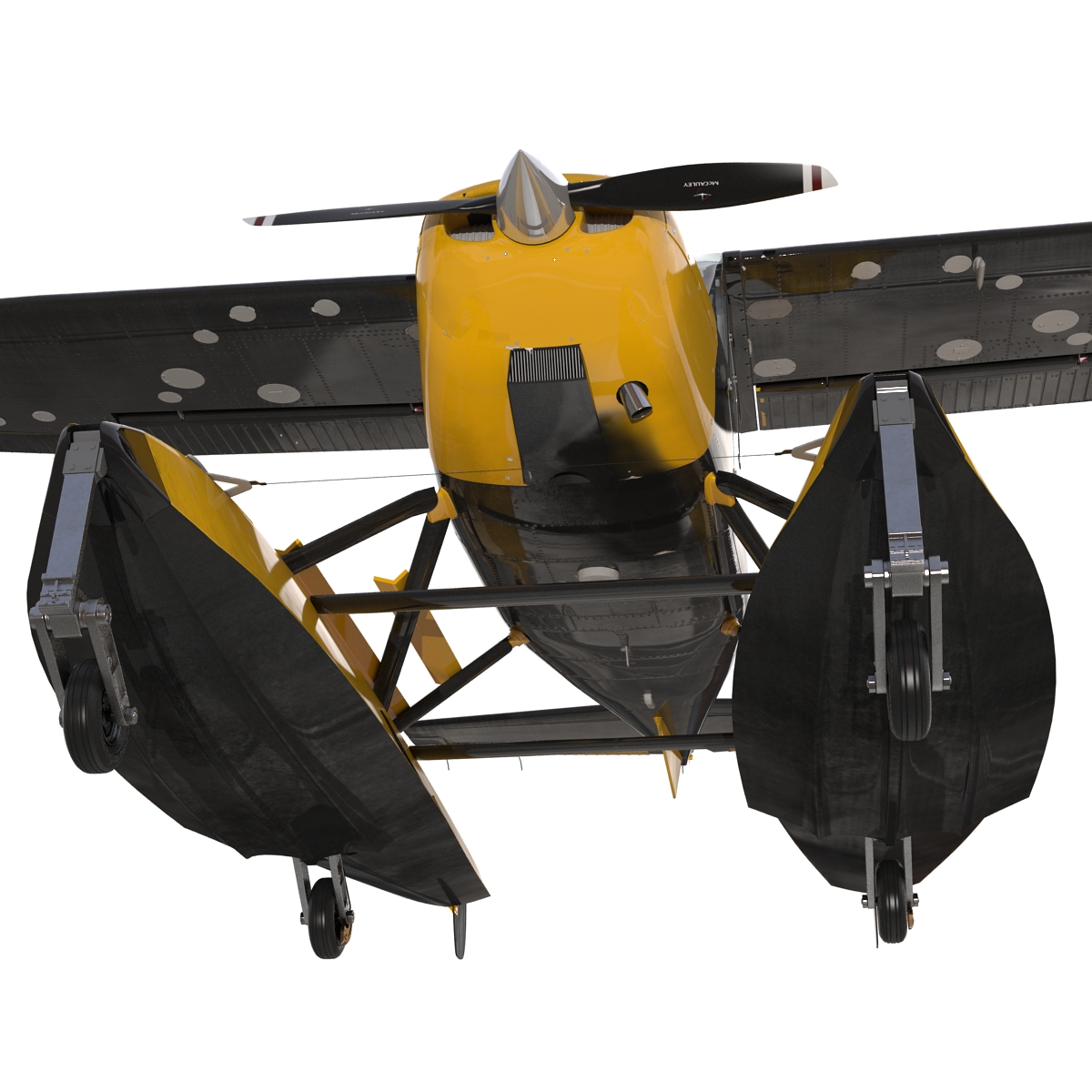 Cessna 172 Black Seaplane Rigged 3D