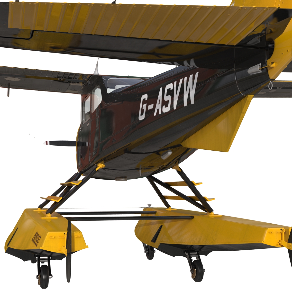 Cessna 172 Black Seaplane Rigged 3D