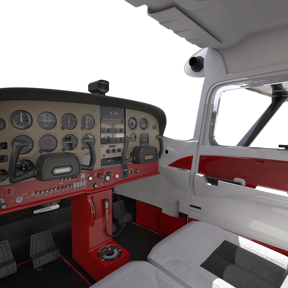 Cessna 172 Black Seaplane Rigged 3D