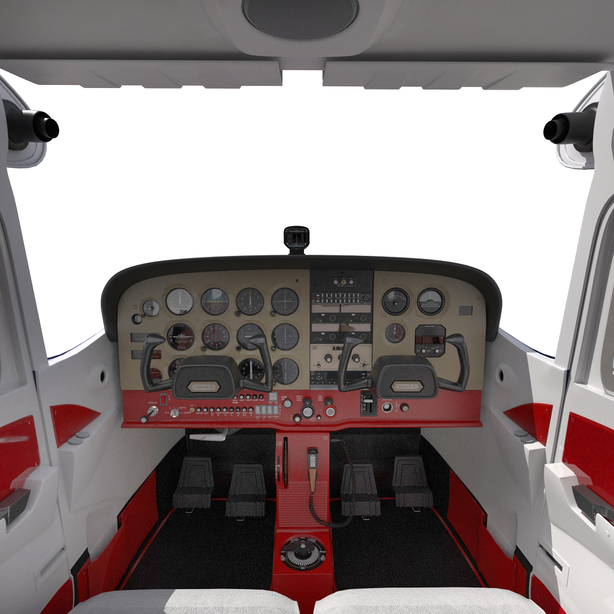 Cessna 172 Black Seaplane Rigged 3D