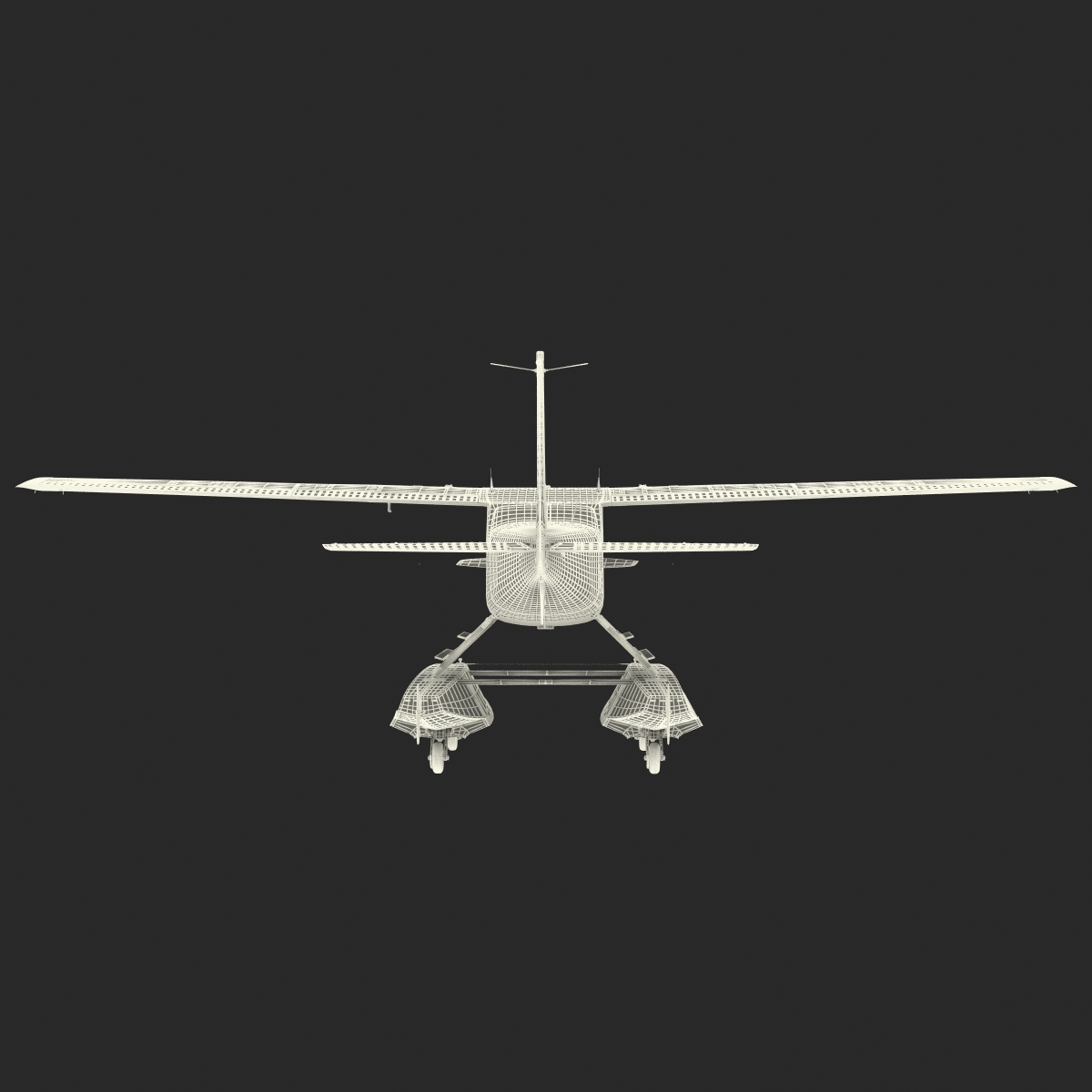 Cessna 172 Black Seaplane Rigged 3D