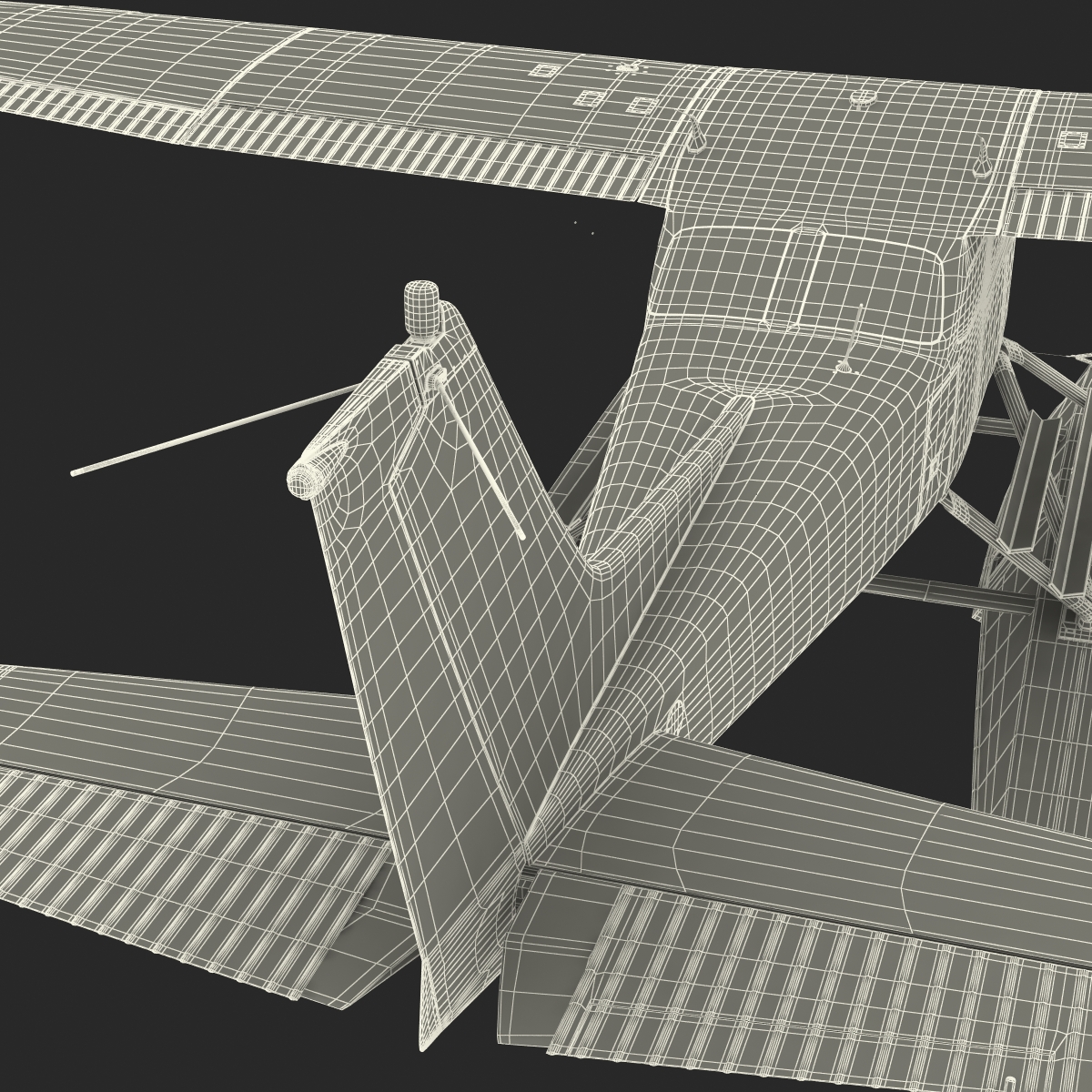 Cessna 172 Black Seaplane Rigged 3D