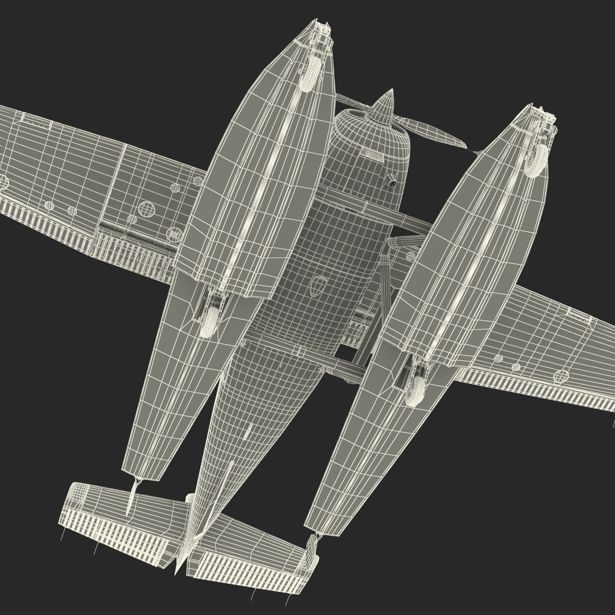 Cessna 172 Black Seaplane Rigged 3D