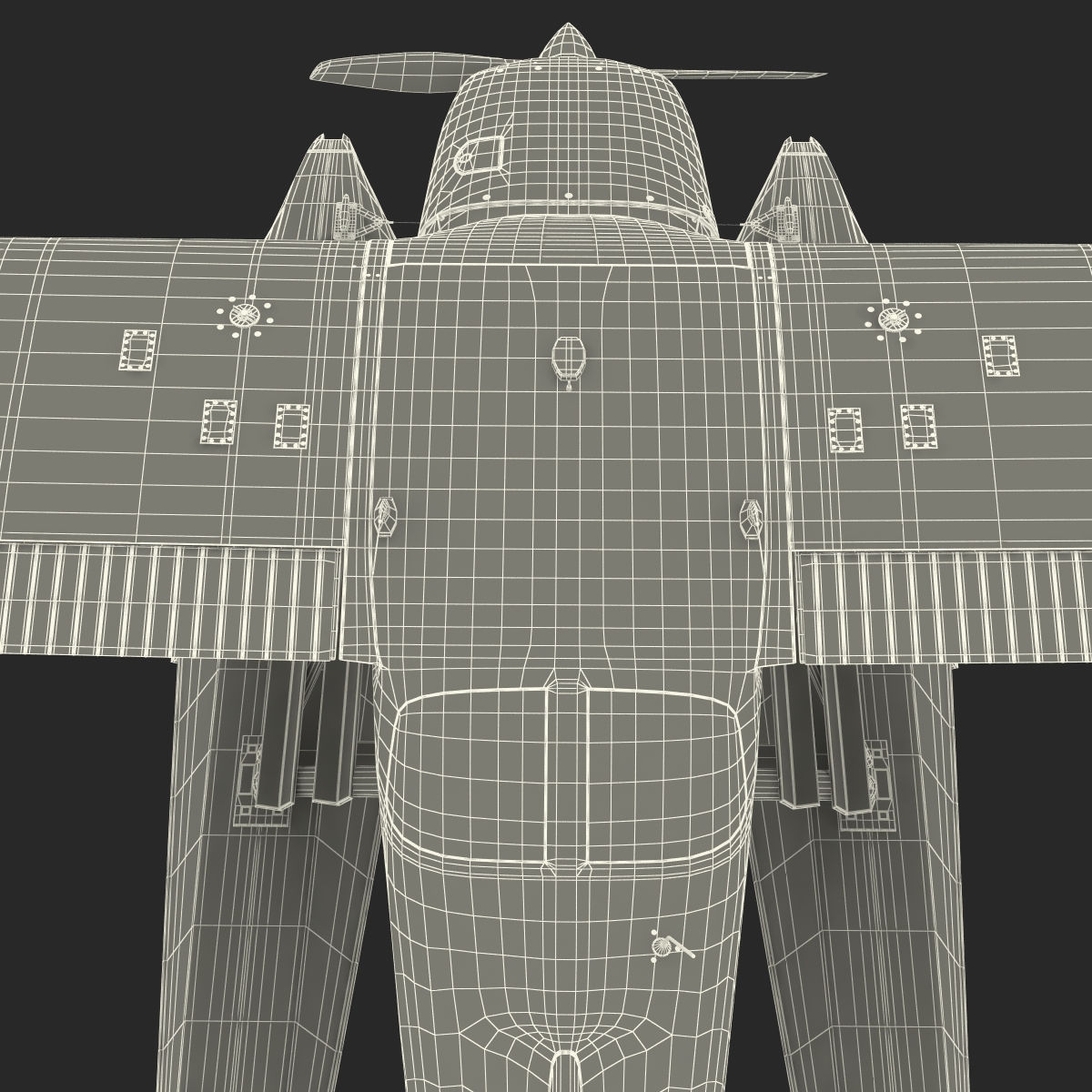 Cessna 172 Black Seaplane Rigged 3D