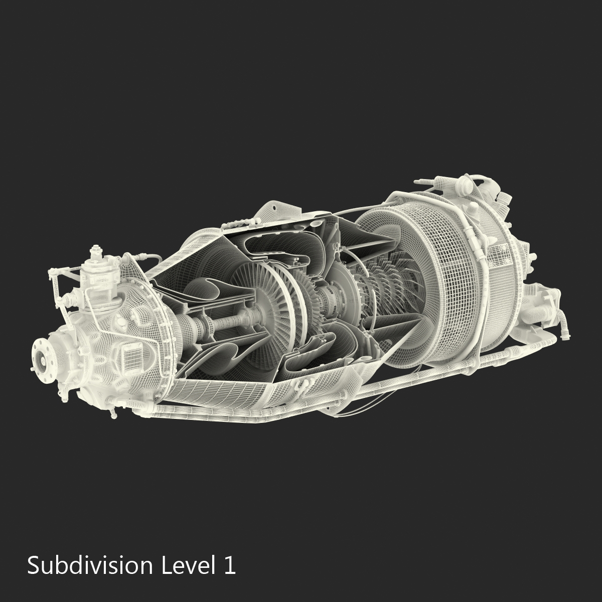 3D Turboprop Aircraft Engine Canada PT6 Sectioned