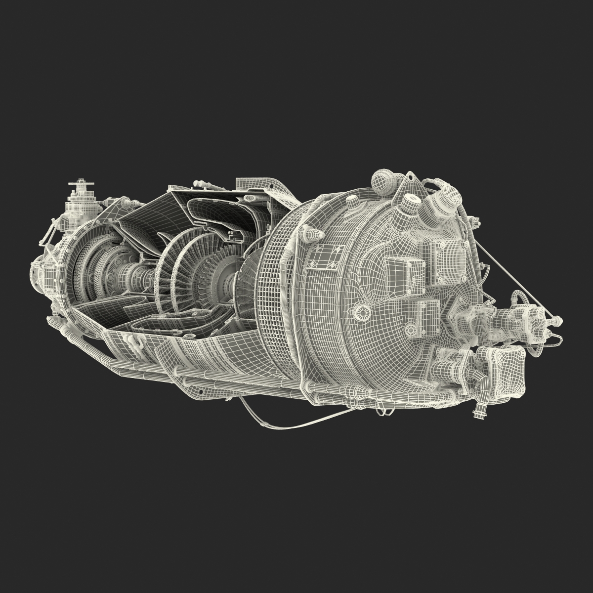 3D Turboprop Aircraft Engine Canada PT6 Sectioned