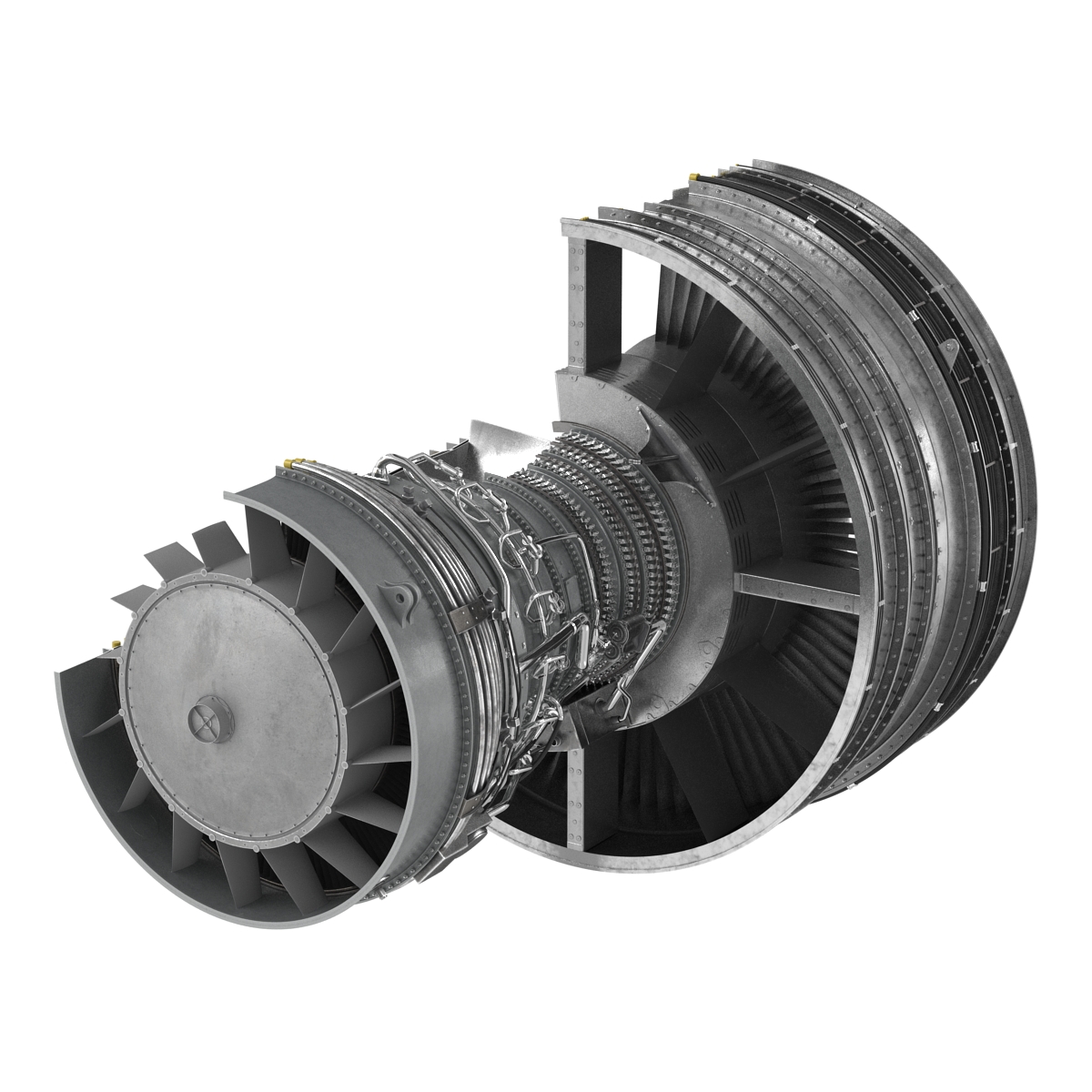 Turbofan Aircraft Engine Sectioned 3D model